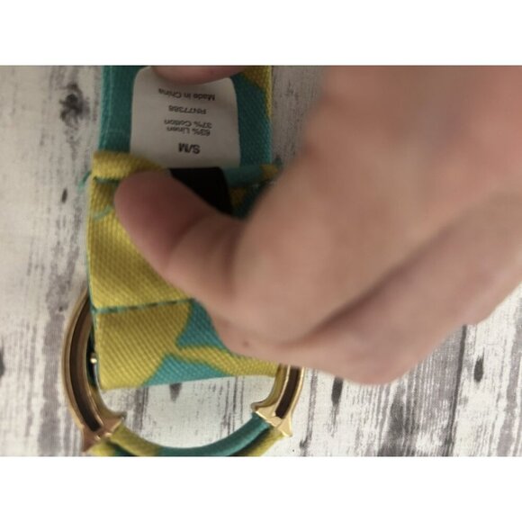 J. Crew Multicolor Striped Fabric Loop Belt, Teal & Green, Linen Cotton S/M - Picture 5 of 7